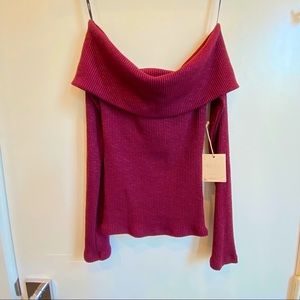 Forever 21 Off-the-Shoulder Sweater in Burgundy